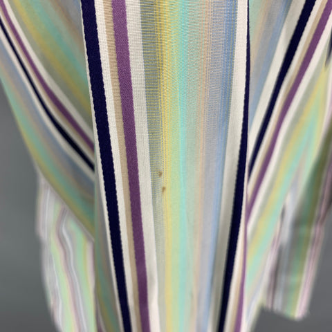 ETRO Taille M Chemise à manches longues en coton à rayures noires et vertes