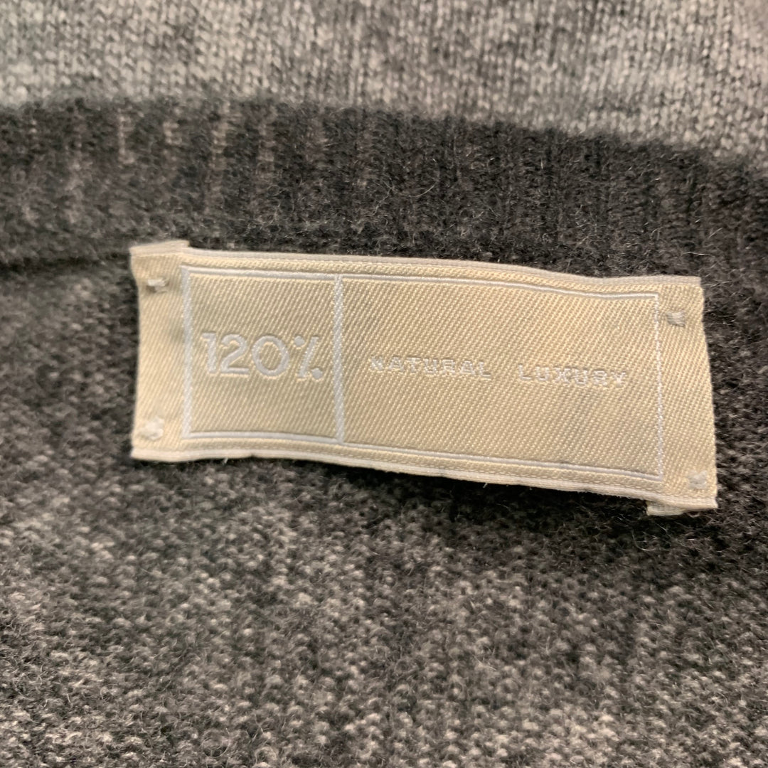 120% LINO Size XL Grey Dyed Cashmere Wool Crew-Neck Pullover