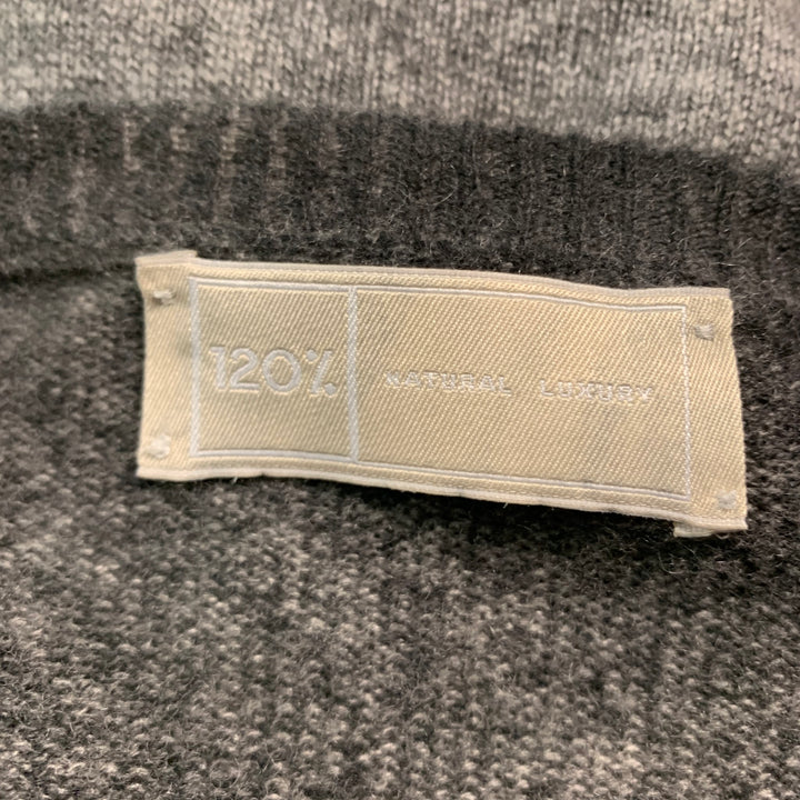 120% LINO Size XL Grey Dyed Cashmere Wool Crew-Neck Pullover