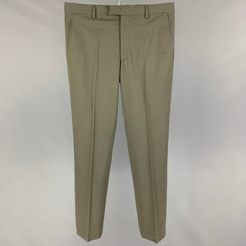 MIU MIU Size 32 Olive Wool Blend Zip Fly Dress Pants