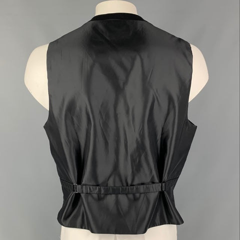 SAKS FIFTH AVENUE  Size L Black Solid Silk Buttoned Vest