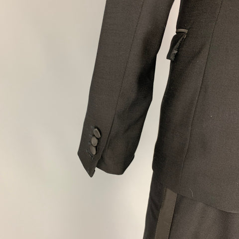THE KOOPLES Size 36 Black Wool Peak Lapel Tuxedo Suit