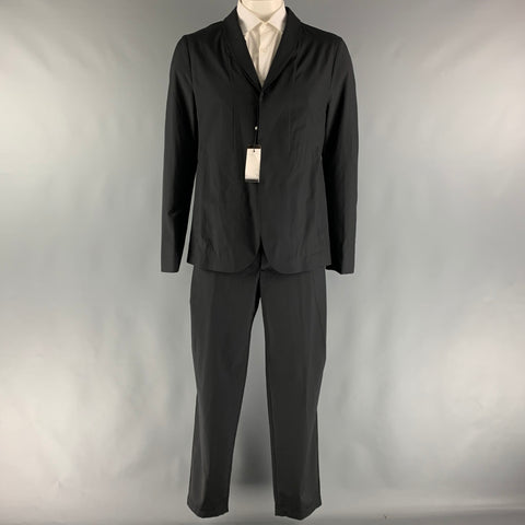 EMPORIO ARMANI  Size 44 Black Solid Wool Silk Shawl Collar 38 33 Suit