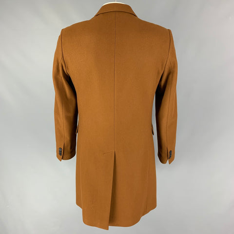 SANDRO Size L Brown Wool Blend Notch Lapel Coat