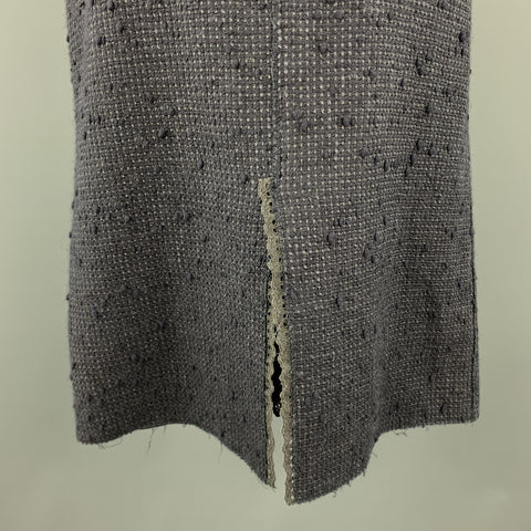 PRADA Size 6 Navy Cotton Blend Textured Tweed Lace Trime A Line Skirt