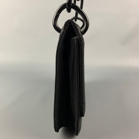 PRADA Black Fabric Acetate Chain Shoulder Bag Handbag