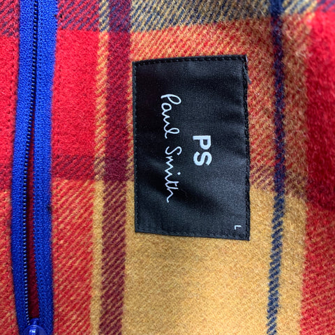 PS by PAUL SMITH Size L Red Yellow Plaid Wool Blend Zip Up Jacket