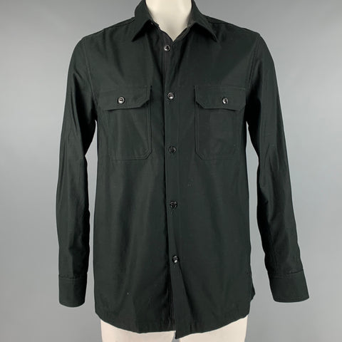RAG &amp; BONE Taille L Chemise à manches longues en coton noir avec poches plaquées