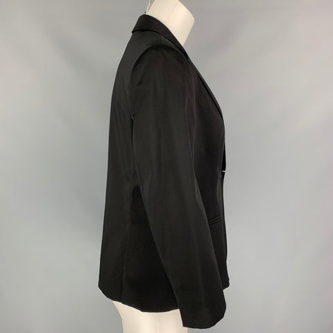 MAX MARA Size 12 Black Cotton Notch Lapel Jacket