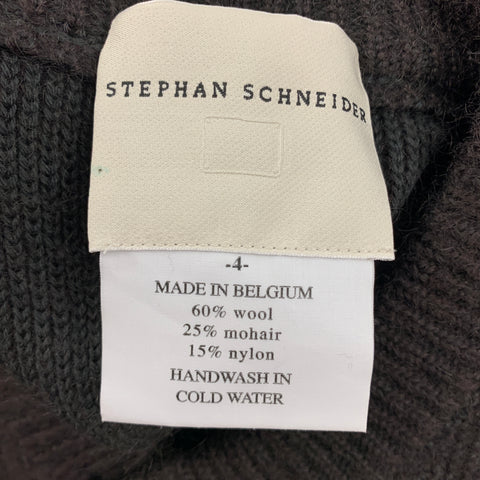 STEPHAN SCHNEIDER Size L Brown Grey Textured Wool Blend V-Neck Sweater