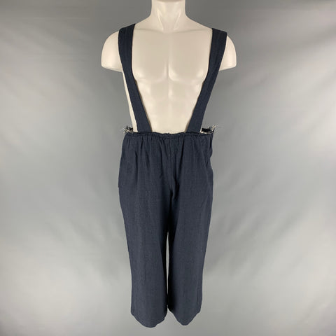 COMME des GARCONS Taille XS Pantalon décontracté court en laine mélangée gris marine Nailhead