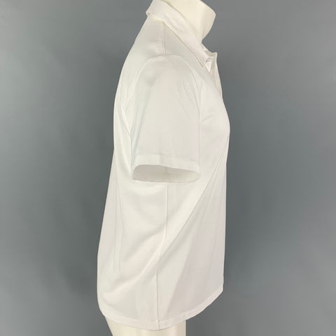 LA PERLA Size M White Cotton Hidden Placket Polo