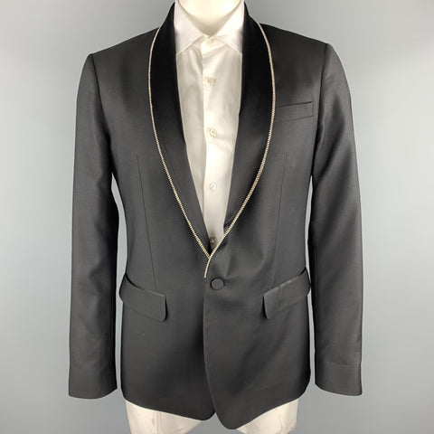 DSQUARED2 Size 44 Black Embellishment Wool Shawl Collar Sport Coat