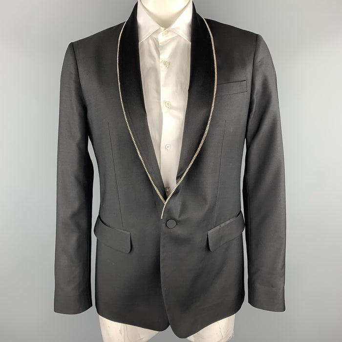 DSQUARED2 Talla 44 Abrigo deportivo con cuello chal de lana y adornos negros