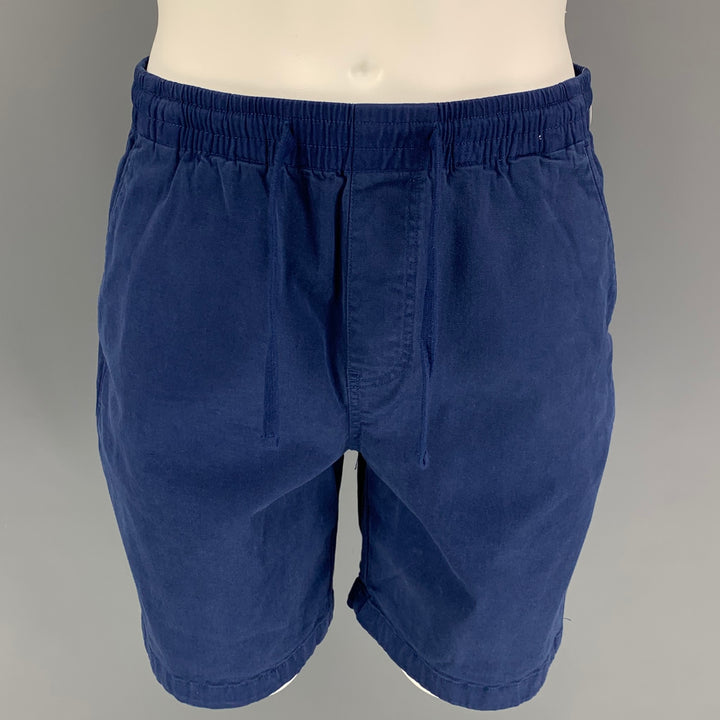 TODD SNYDER Size M Navy Cotton Blend Drawstring Shorts