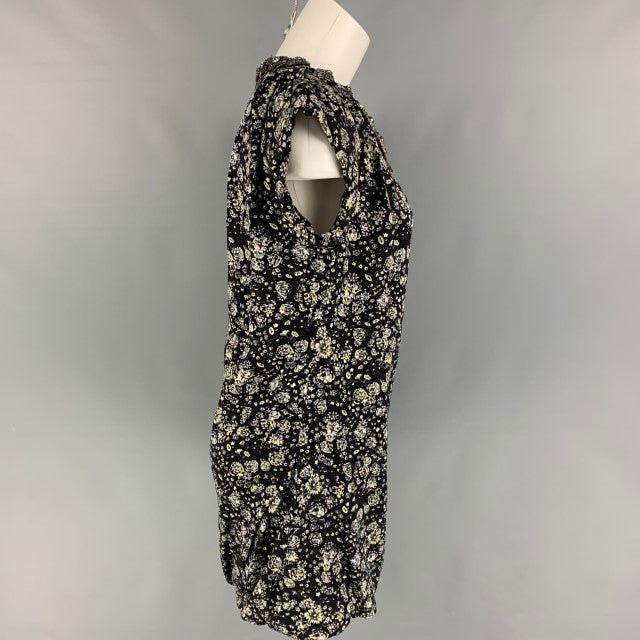 3.1 PHILLIP LIM Size 2 Black Light Blue Floral Silk Dress