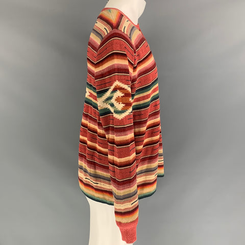 RRL by RALPH LAUREN Size M Multi-Color Knitted Cotton Blend Buttoned Pullover