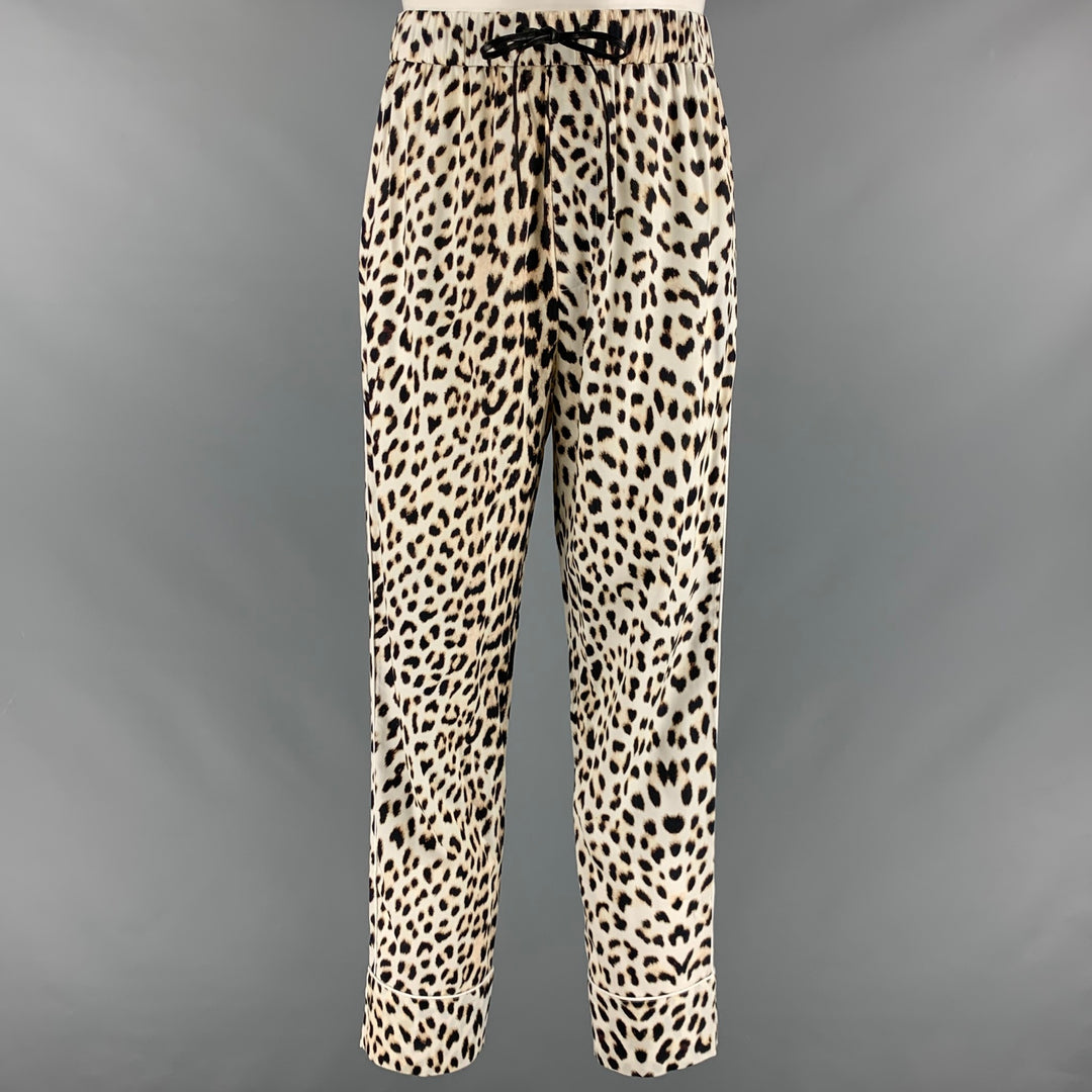 3.1 PHILLIP LIM Size M White Black Animal Print Pajama Set
