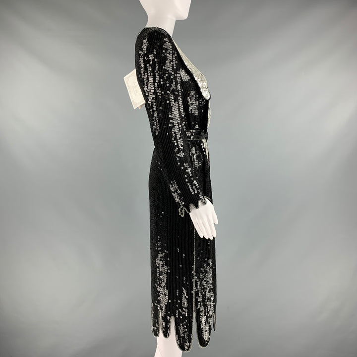 JUDITH ANN CREACIONES Talla S Vestido recto con lentejuelas plateadas y negras