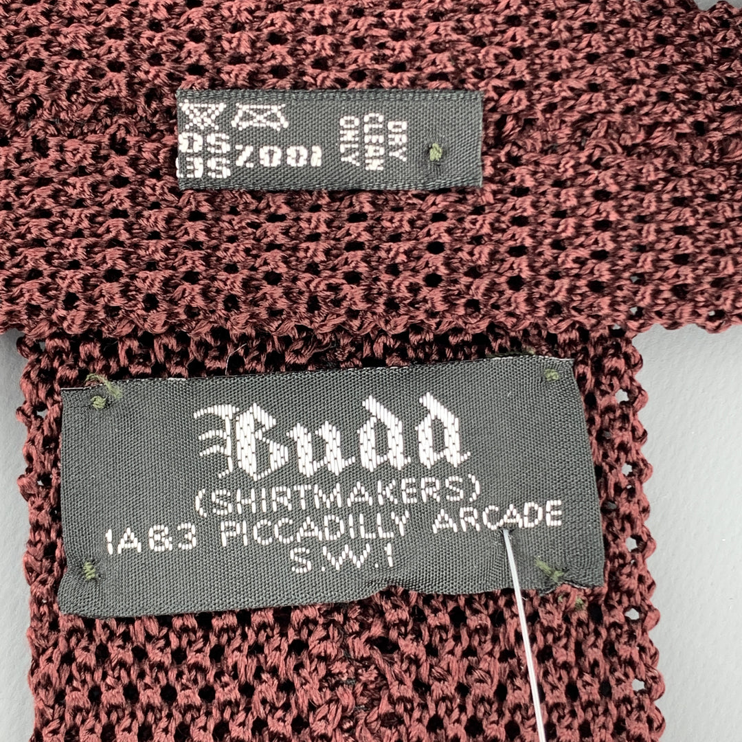 Cravate en tricot texturé en soie bordeaux BUDD
