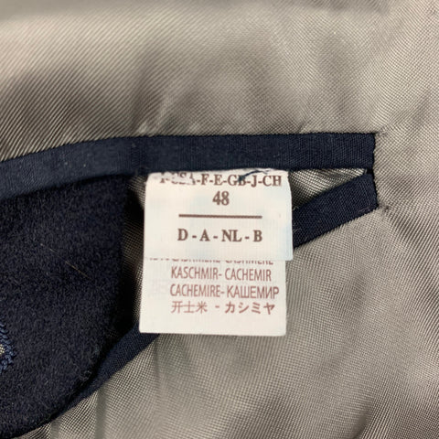 BRUNELLO CUCINELLI Size 38 Navy Wool Cashmere Peak Lapel Coat