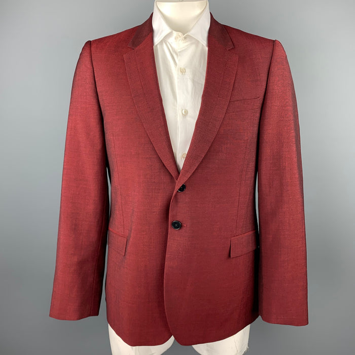 PS by PAUL SMITH Talla 44 Abrigo deportivo con solapa de muesca de lana / mohair color burdeos