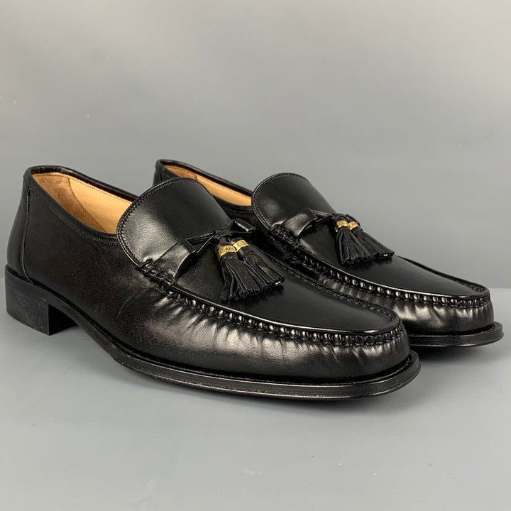 BALLY Size US 9.5 Black Leather Tassels Loafers