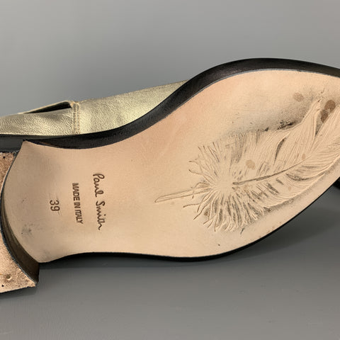 PAUL SMITH Size 9 Gold Metallic Leather Pointed DYLAN Ankle Boots