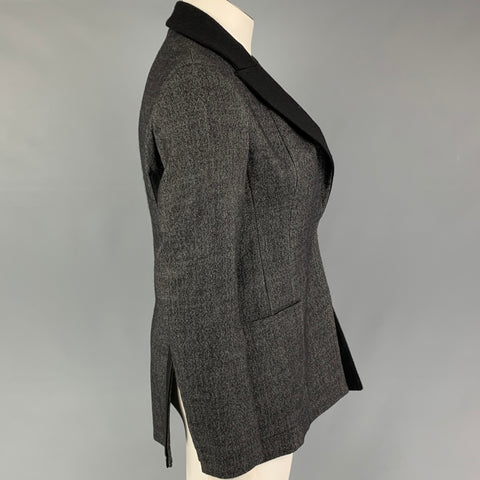 AKRIS Size 8 Black Grey Wool Nailhead Jacket Blazer
