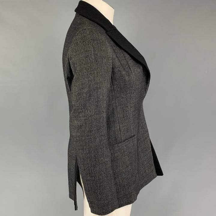 AKRIS Size 8 Black Grey Wool Nailhead Jacket Blazer