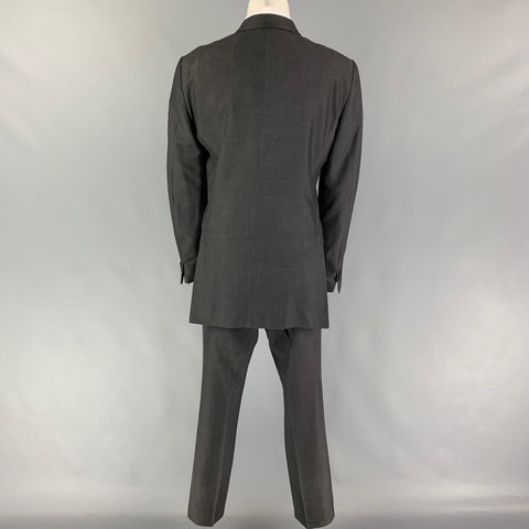 ERMENEGILDO ZEGNA Size 40 Charcoal Silk Wool Peak Lapel Suit