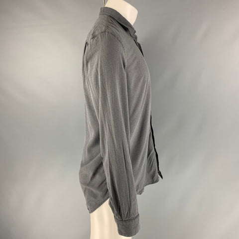 OUR LEGACY Size S Gray Solid Silk Button Up Long Sleeve Shirt