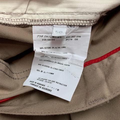 PRADA Taille 34 Pantalon décontracté en coton mélangé kaki avec braguette boutonnée