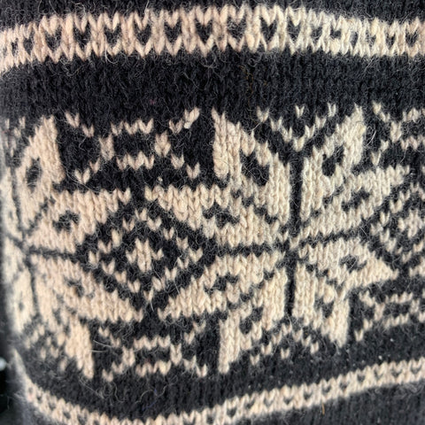RALPH LAUREN BLUE LABEL Black Cream Knitted Wool Blend Scarf