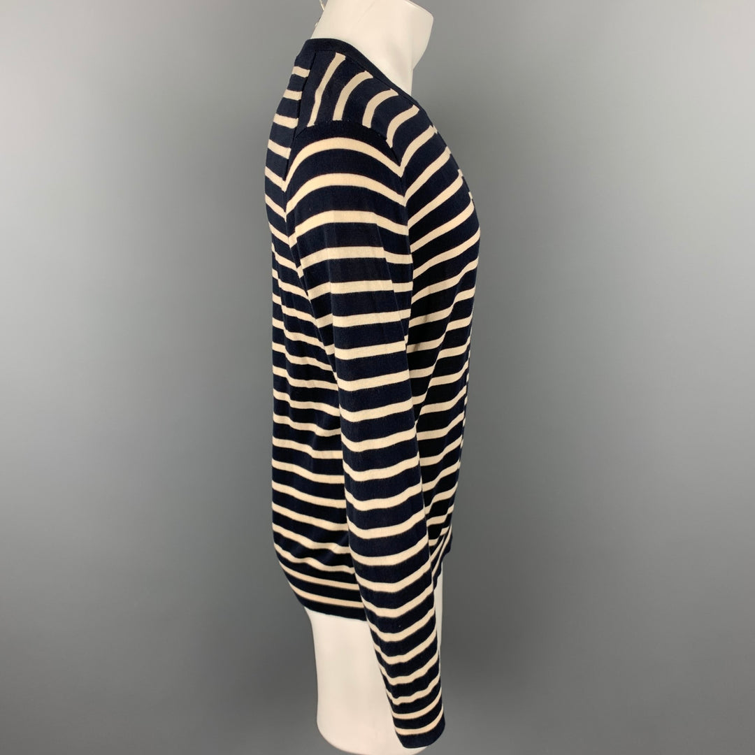 PS by PAUL SMITH Size M Navy & Beige Stripe Cotton Crew-Neck Pullover