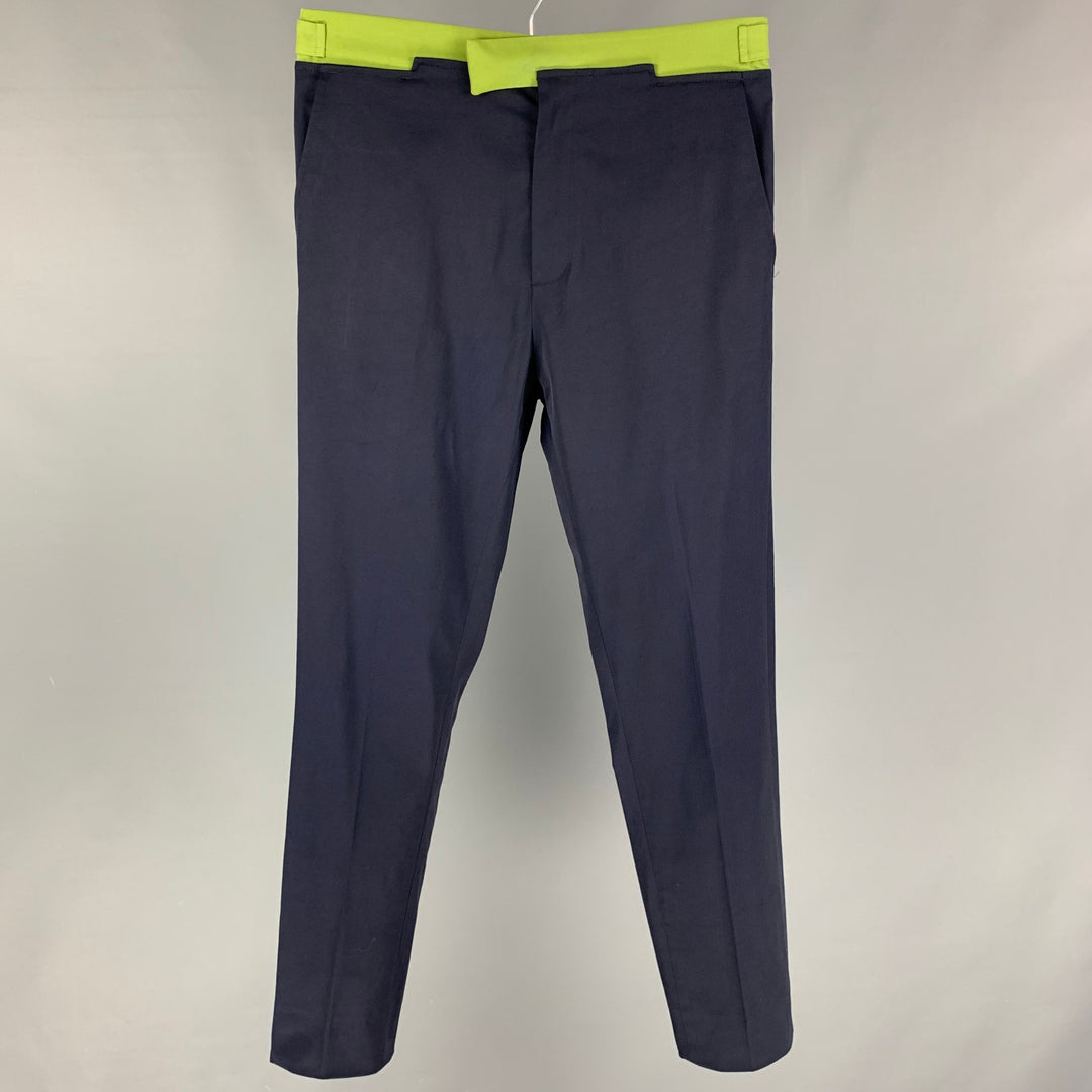 BOTTEGA VENETA Size 32 Blue Green Color Block Wool Cupro Casual Pants