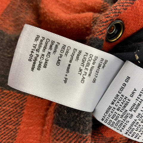 R13 Size M Orange Black Plaid Cotton Reversible Jacket