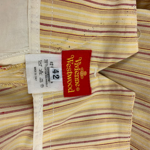 VIVIENNE WESTWOOD Spring 1995 Yellow Red Linen / Cotton Size Vest Pant Suit Set