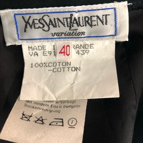 YVES SAINT LAURENT Size 8 Black Cotton Solid Pencil Below Knee Skirt