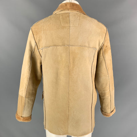 JOHN VARVATOS Size M Beige Shearling Button Up Coat