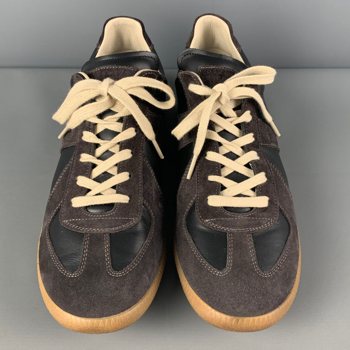 MAISON MARTIN MARGIELA Size 11 Black Brown Low Top Replica Sneakers