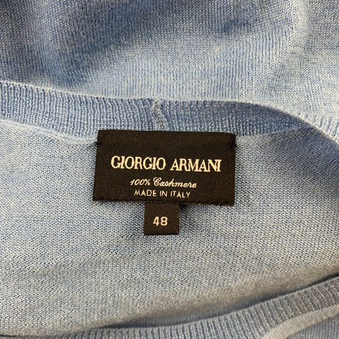 GIORGIO ARMANI Size 12 Light Blue Cashmere Slit Pullover Sweater