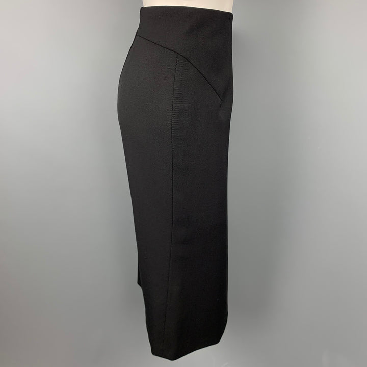 MIU MIU Size 8 Black Twill Virgin Wool Pencil Skirt