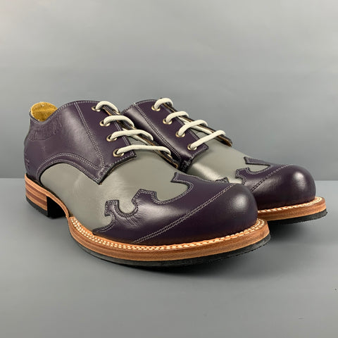 JOHN FLUEVOG Size 10 Grey Purple Leather Lace Up Shoes
