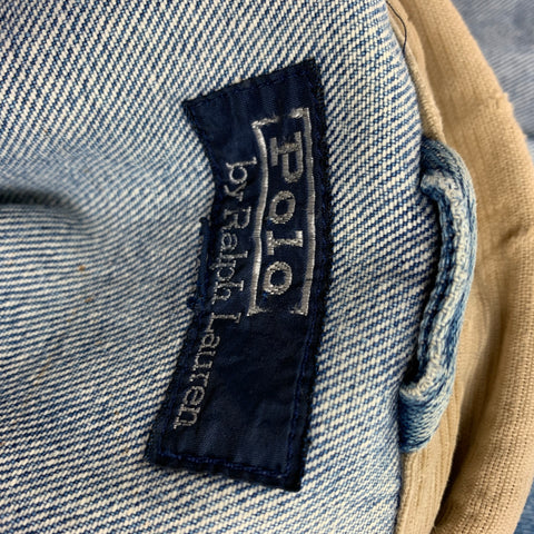 POLO by RALPH LAUREN Size L Blue Beige Distressed Denim Nautical Jacket