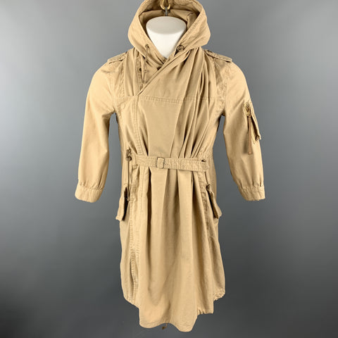 THE DRESS & CO. Size 42 Khaki Cotton Hooded Drawstring Cape Jacket