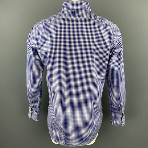 HAMILTON Size L Blue Checkered Cotton Button Down Long Sleeve Shirt