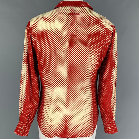 JEAN PAUL GAULTIER Spring 1996 Size L Red Beige Trompe l’œil Torso Print Shirt