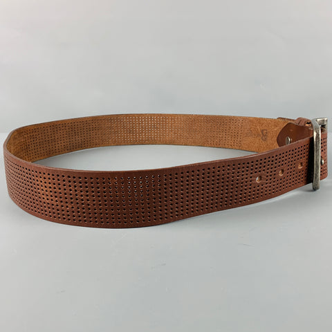VINTAGE Taille 36 Ceinture en cuir perforé marron