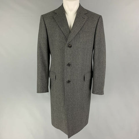 GIANFRANCO FERRE Size 40 Grey Herringbone Wool Coat